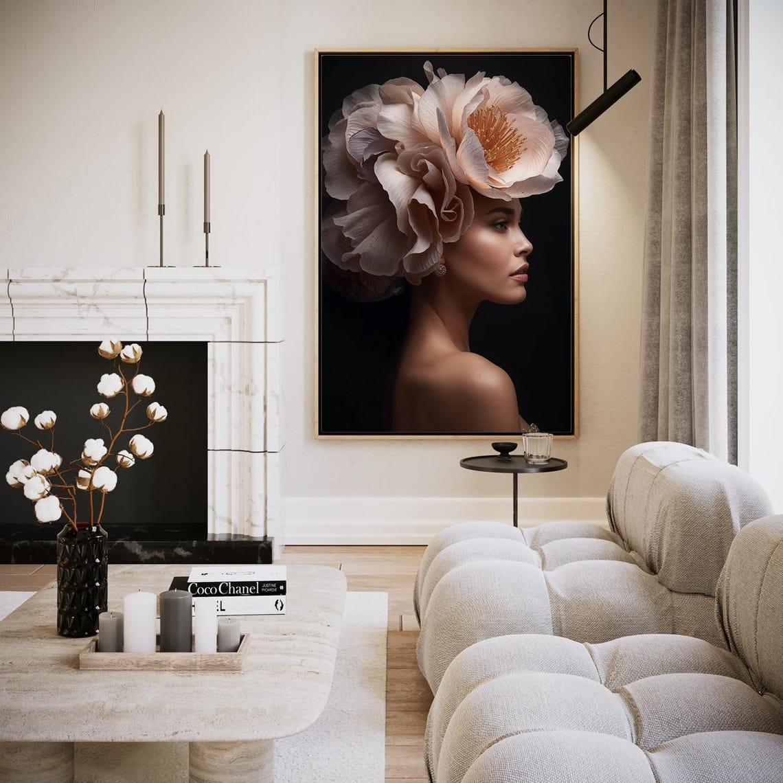 Elegant Side Profile Woman With White Flower Crown Art Poster