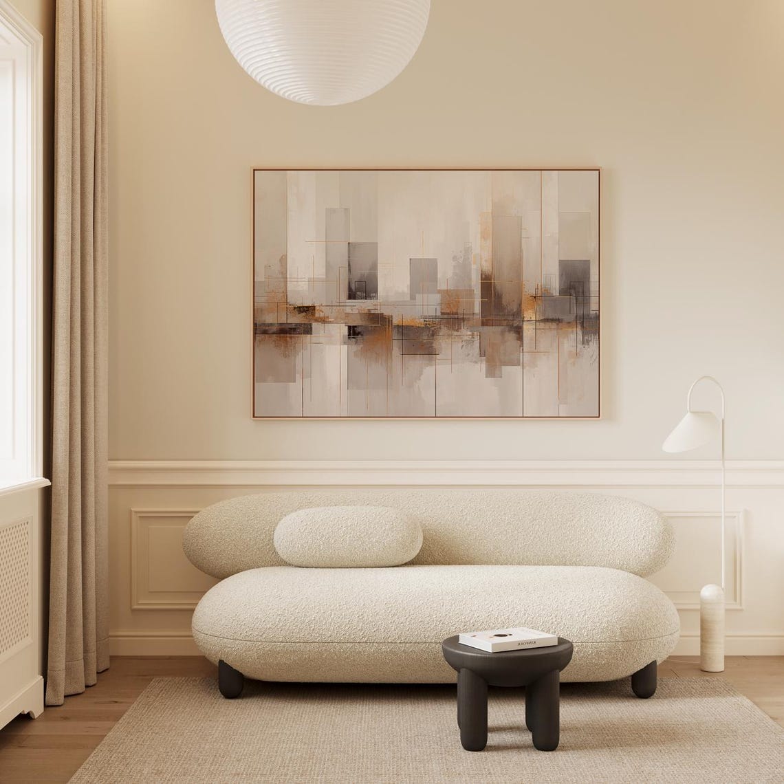 Abstract City Harmony Beige Brown Tones Modern Calm Art Poster
