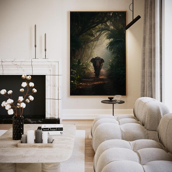 Encounter In The Forest Path Elephant Artwork Wall Art