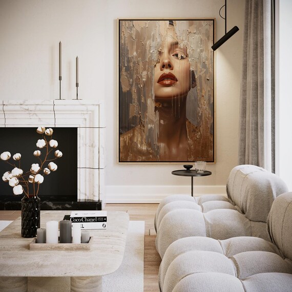 Female Portrait Veiled In Paint And Mystery Artwork Wall Art