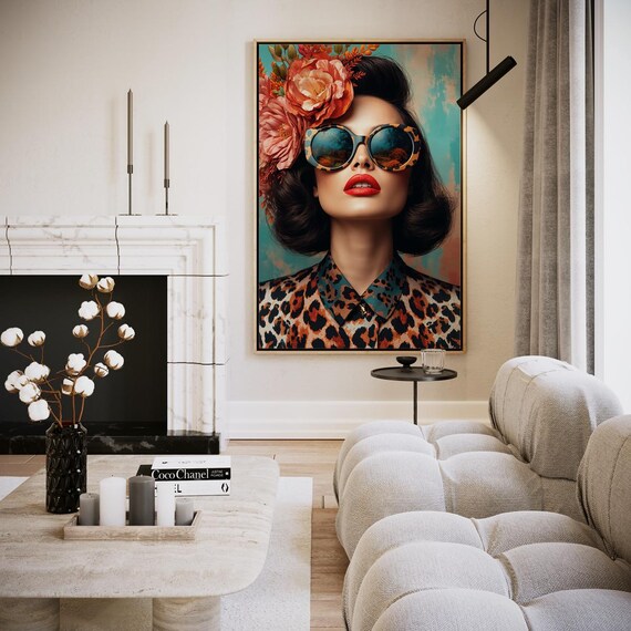 Retro Floral Fantasy Leopard Style Artwork Wall Art