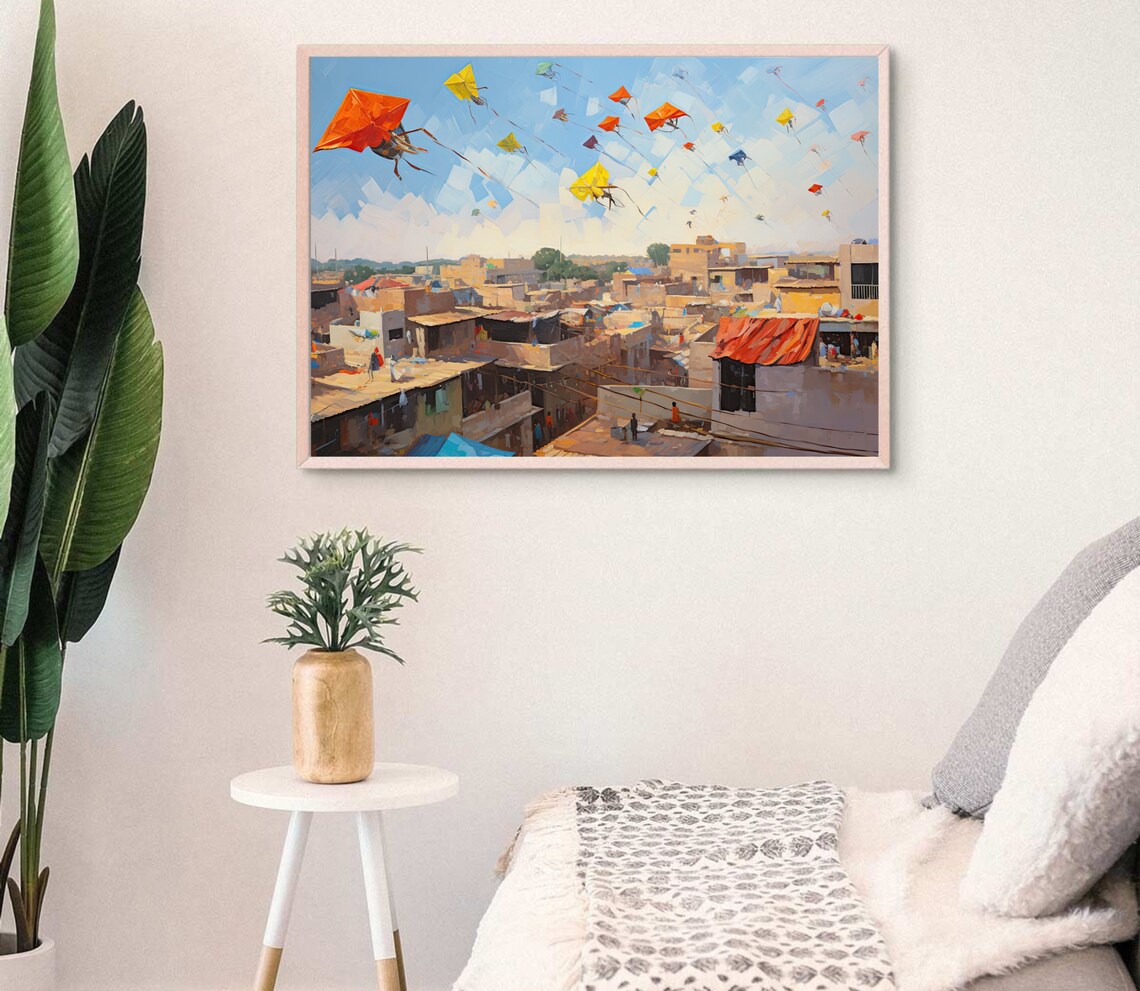 India Kite Festival Desi Art Print, Indian Home Decor - Image 3