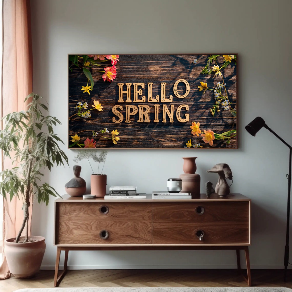 Hello Spring Rustic Wooden Letters With Wildflower Decor Poster - Image 5
