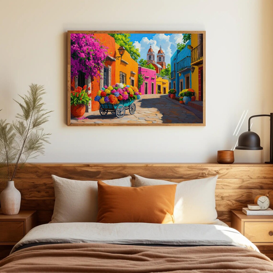 Flower Street Of Mexico, Vibrant Wall Art Print - Image 4
