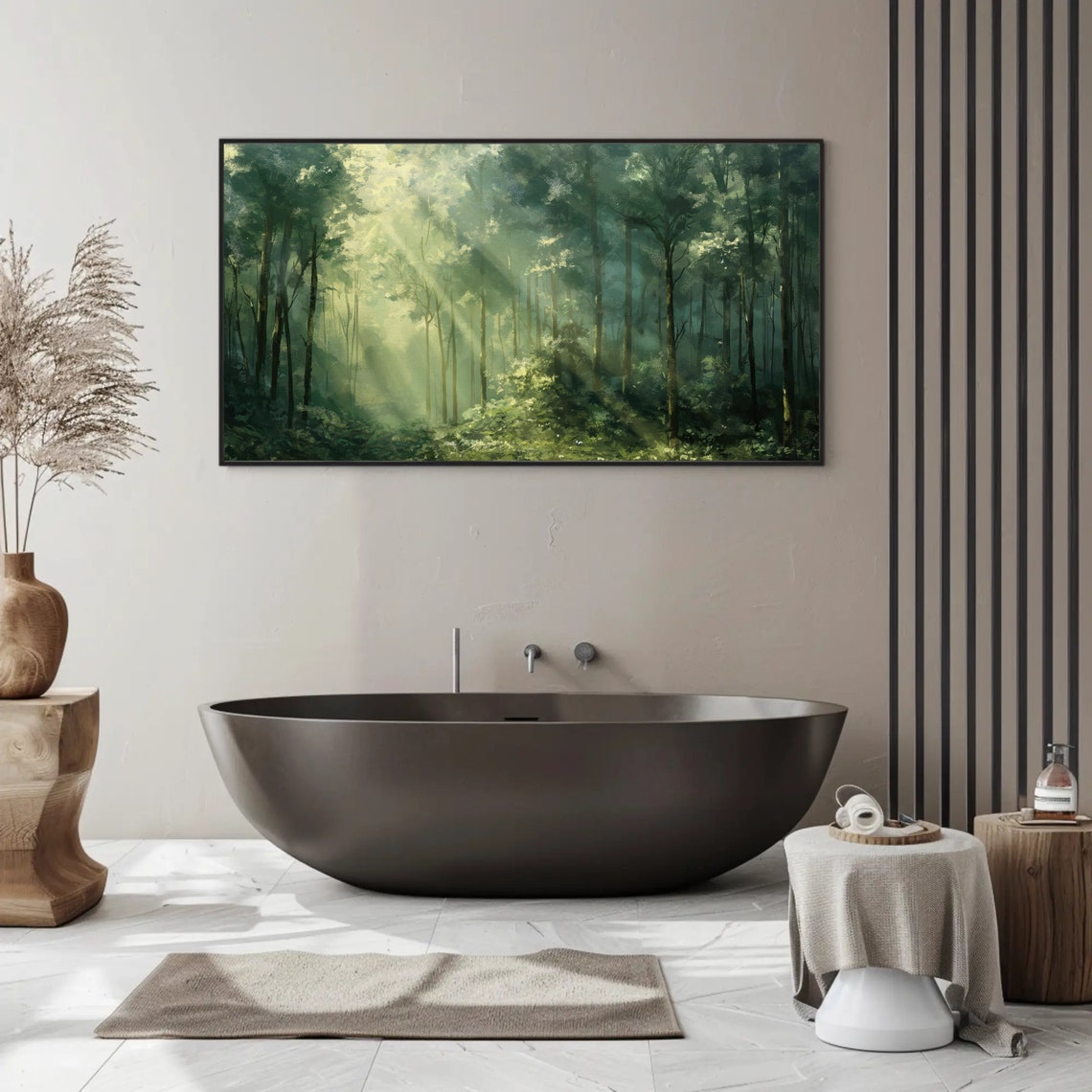 Sunlight Streaming Through a Lush Green Forest Canopy Poster - Image 2