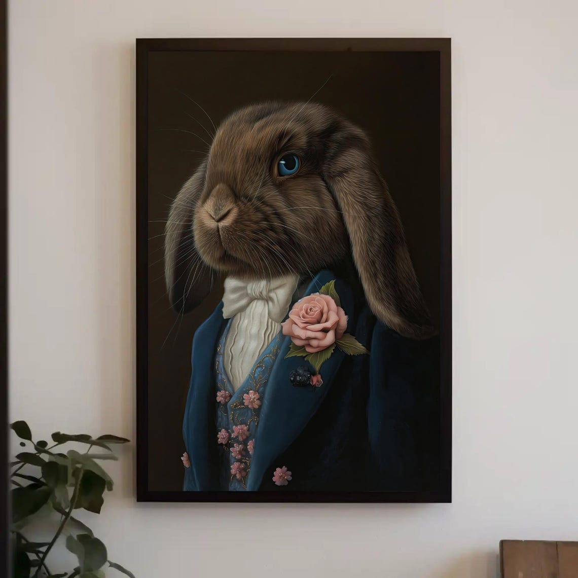 Dapper Brown Holland Lop Bunny In Victorian Blue Suit Poster