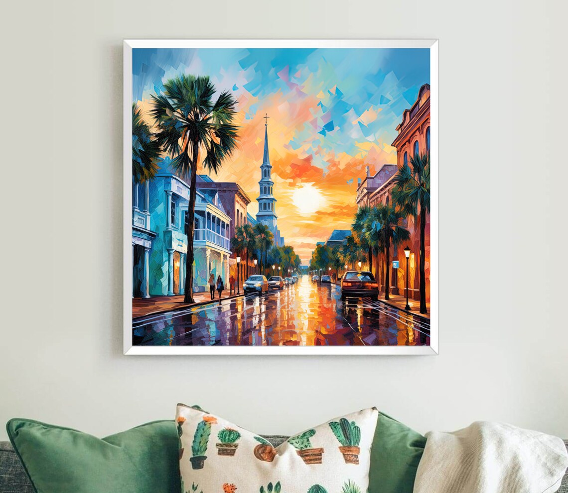 Charleston South Carolina Sunset Palmetto Street Scene Poster - Image 5