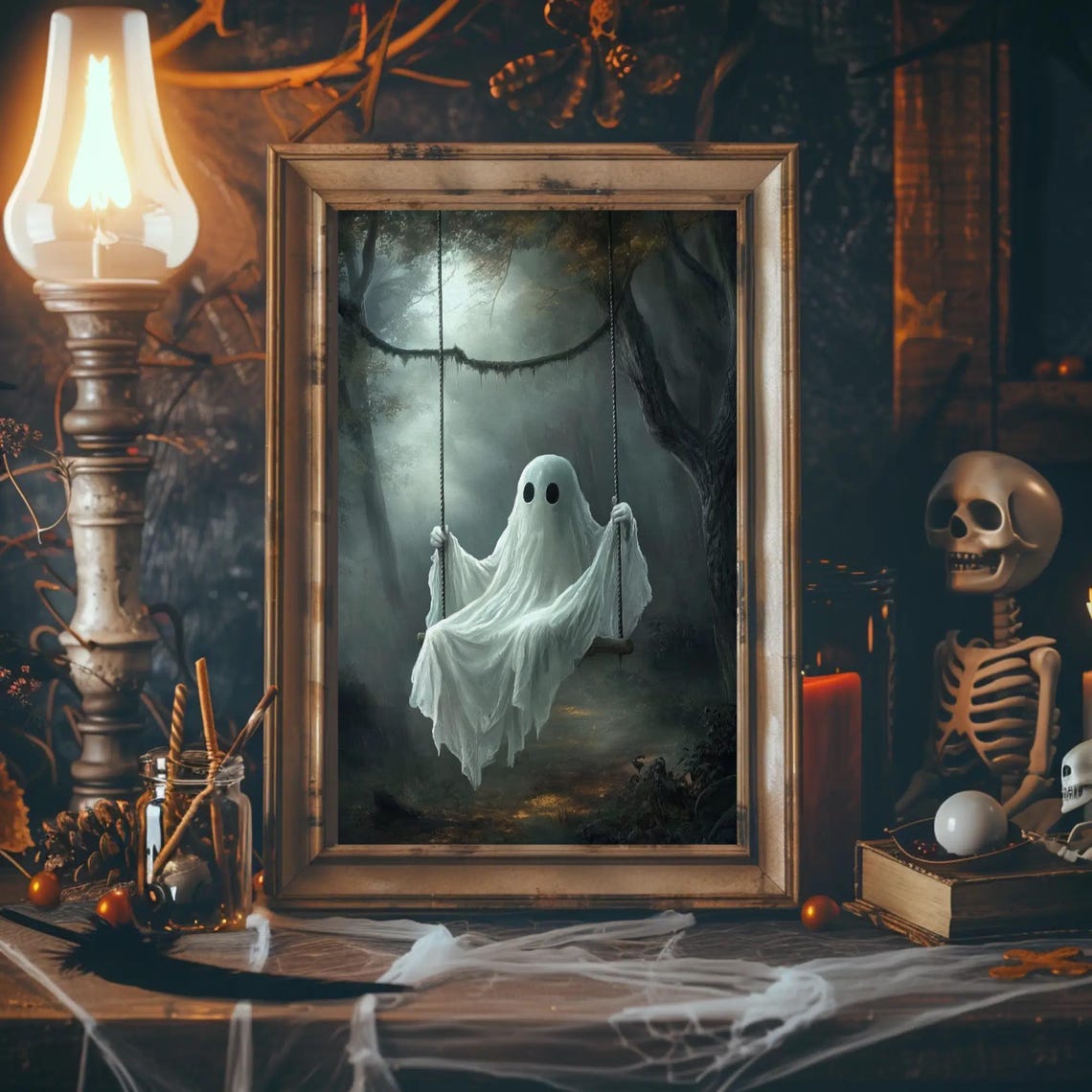 Ghost Rope Swing Misty Forest Ethereal Dreamy Spooky Halloween Poster - Image 4