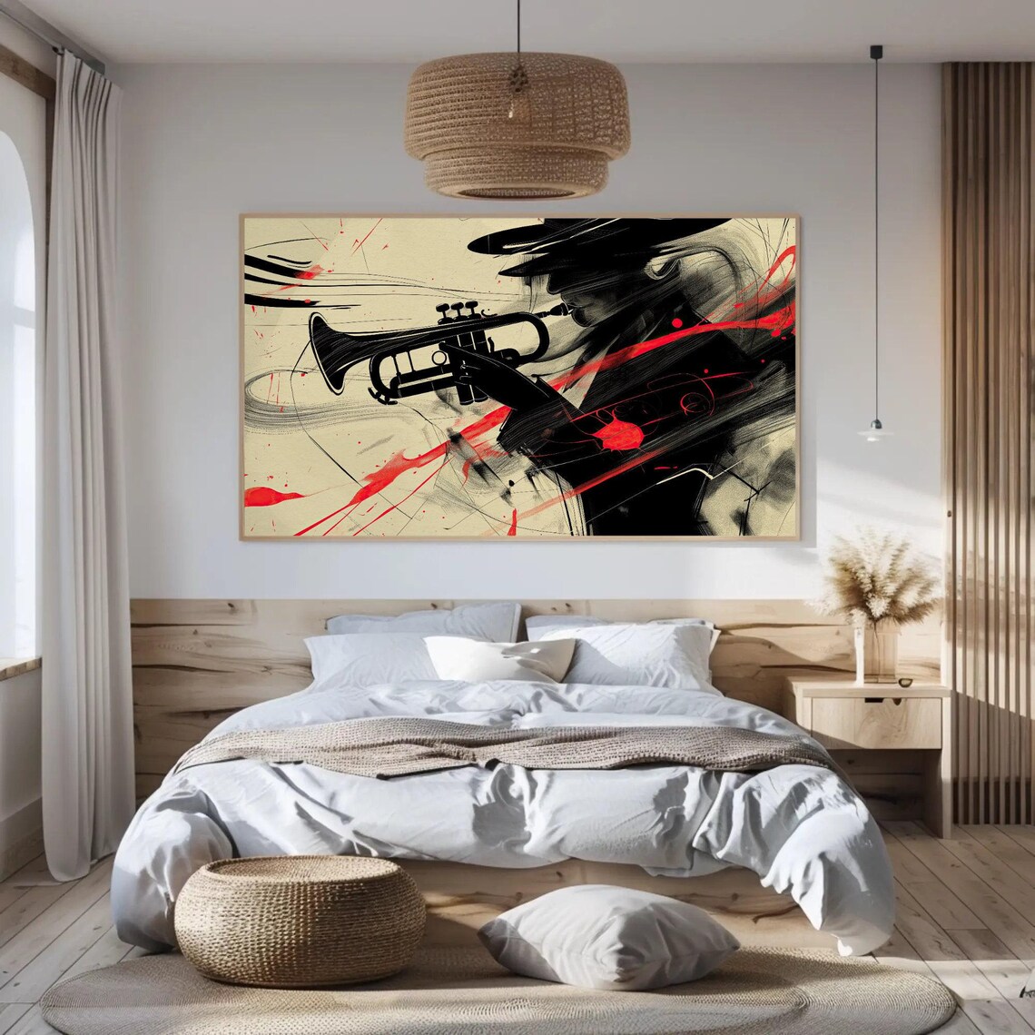 Abstract Jazz Trumpet Musician Ink Sketch Modern Music Poster - Image 4
