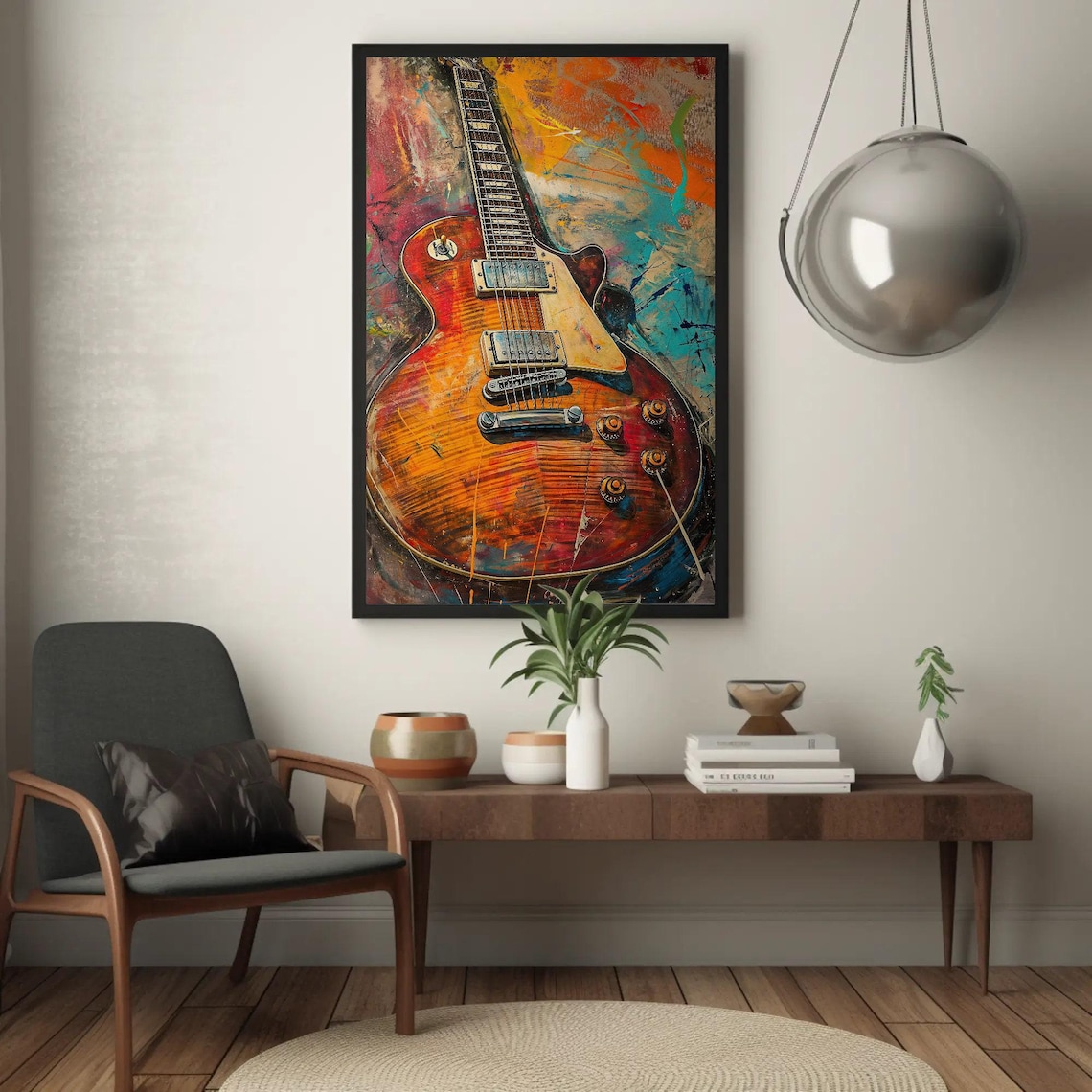 Graffiti Electric Guitar Colorful Rock Music Instrument Poster
