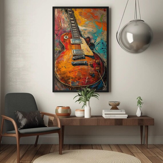 Graffiti Electric Guitar Colorful Rock Music Instrument Poster