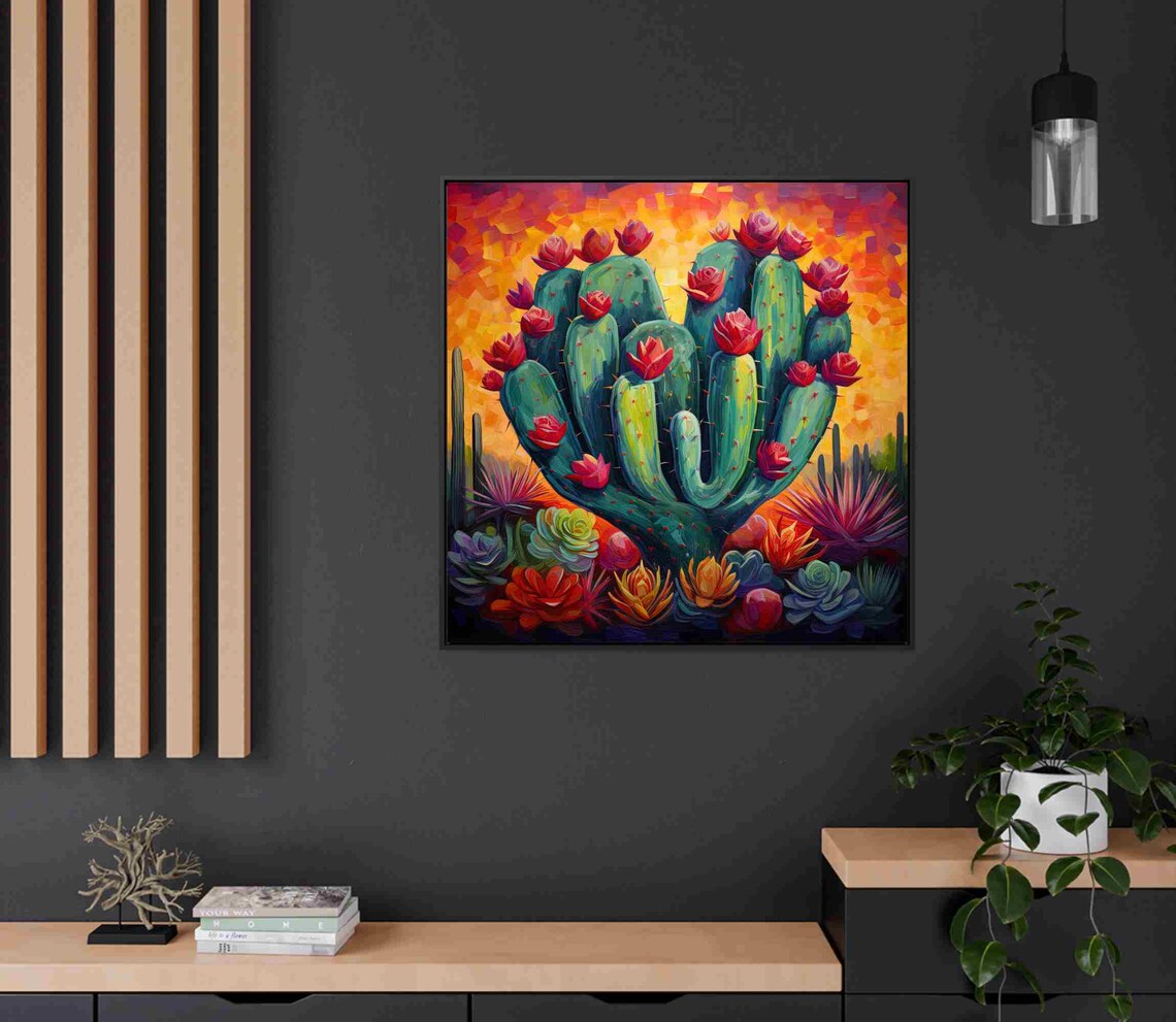 Mexican Heart-Shaped Cactus, Mexican Folk Art Print - Image 2