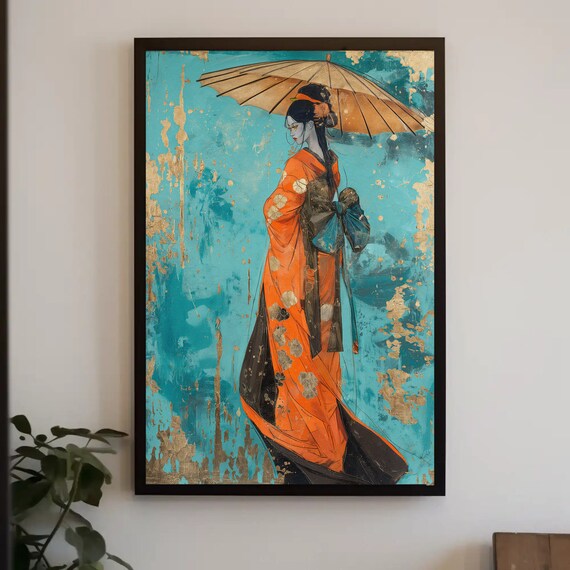 Geisha Ukiyo-E Japanese Portrait, Cultural Art Print