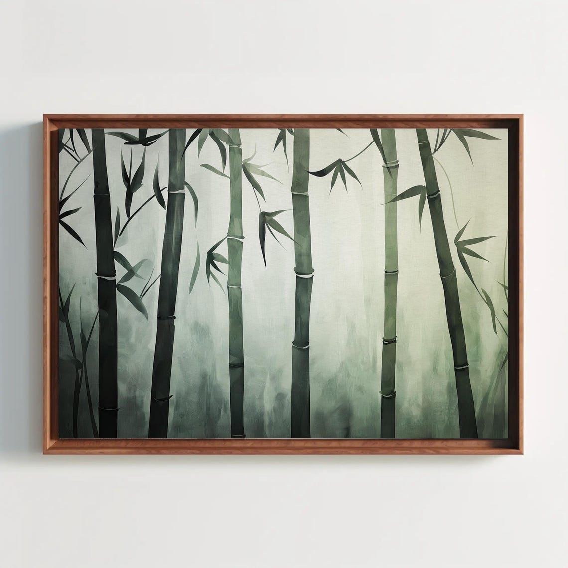 Tranquil Chinese Bamboo Forest Misty Green Zen Watercolor Poster