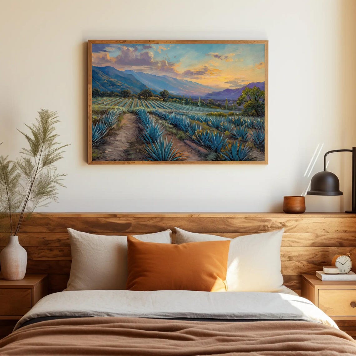Mexican Blue Agave Field Rows At Twilight With A Dirt Path Poster - Image 2