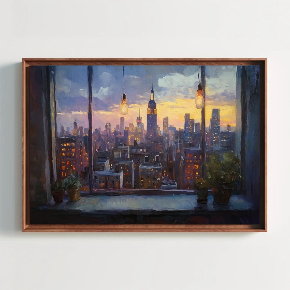 Empire State Building View Through A Cozy Window At Dusk Poster