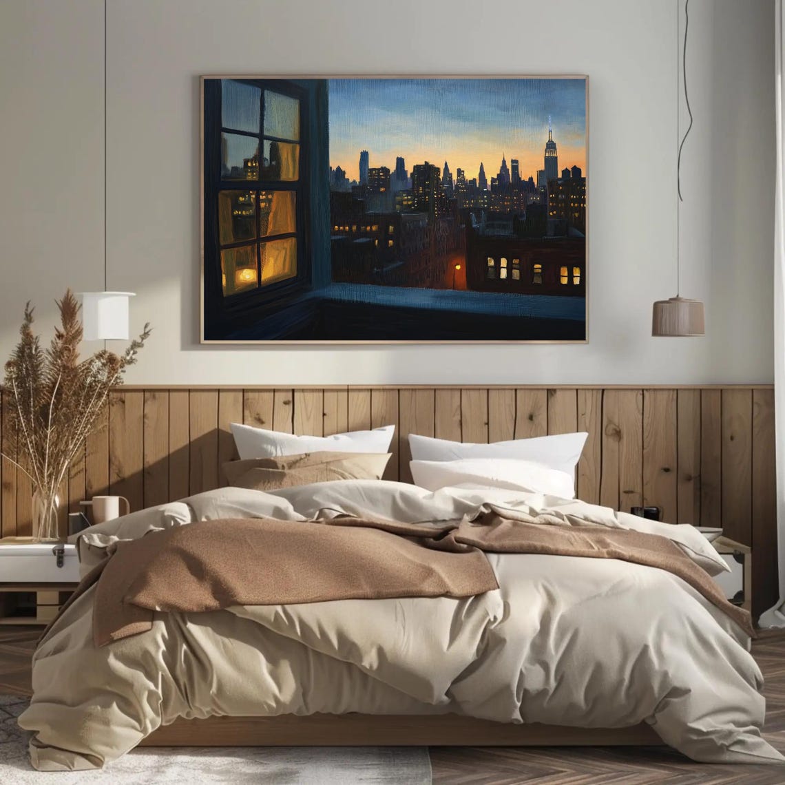 New York City Skyline Glowing At Dusk Seen From A Window Poster - Image 3