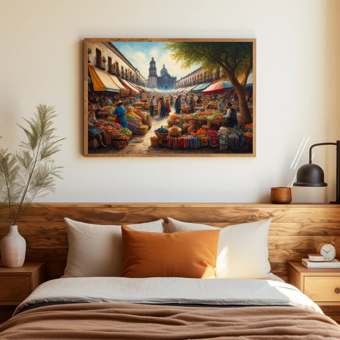 Mexican Market Oil Painting Art Print, Cultural Decor - Image 3