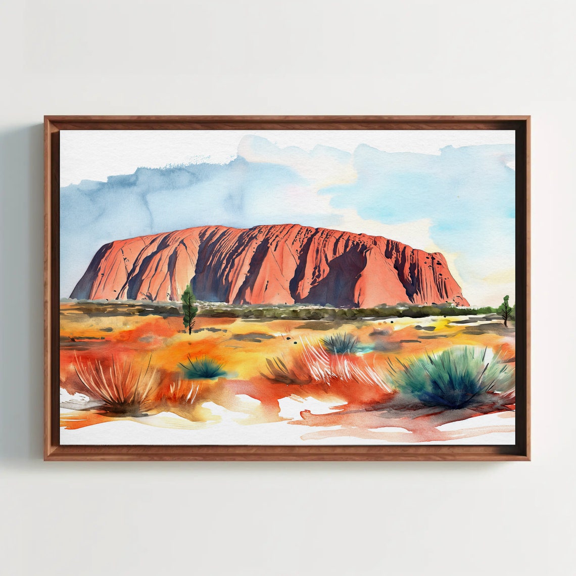 Uluru Ayers Rock Desert Sunset Australia Outback Watercolor Poster