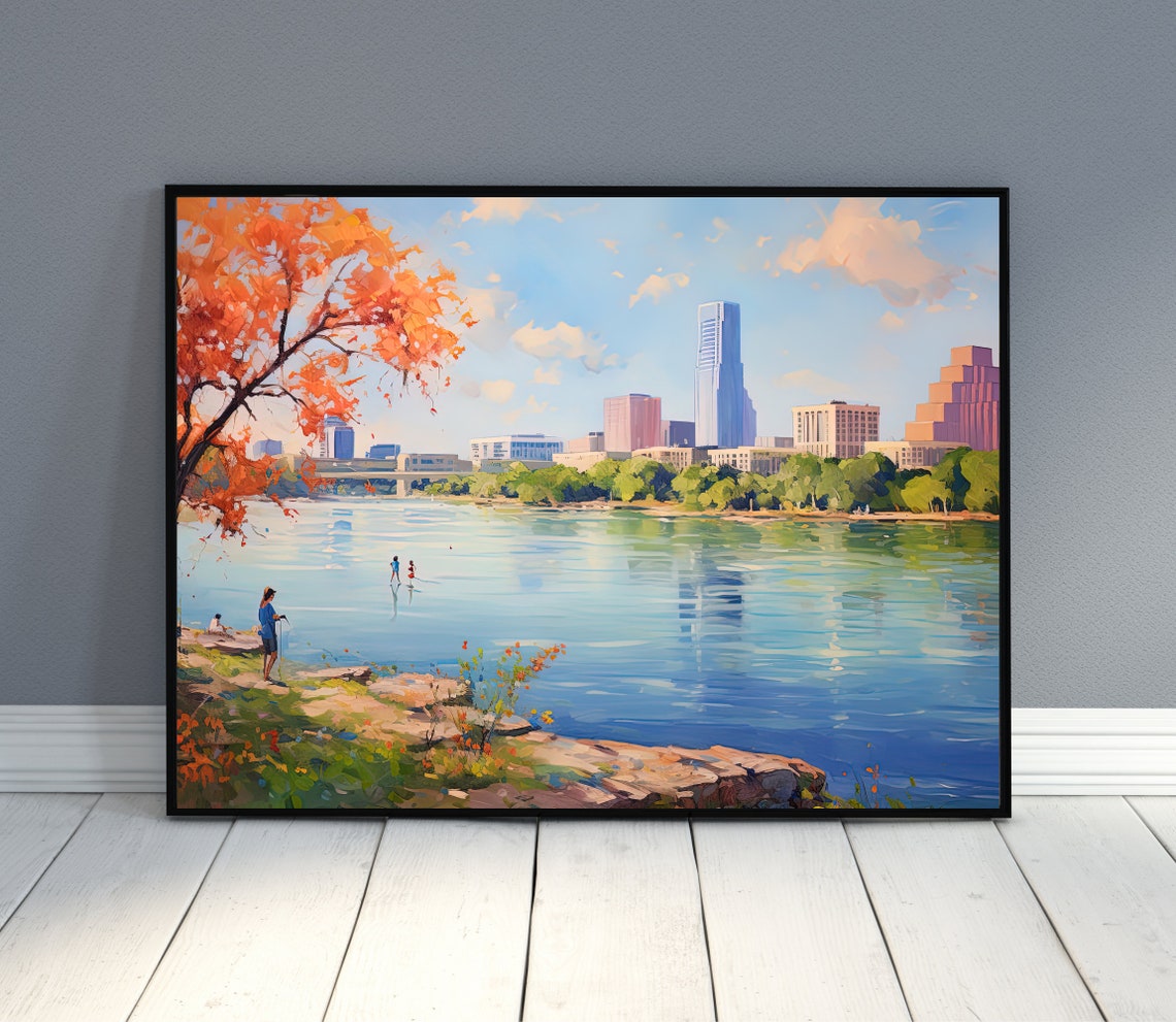 Lady Bird Lake Wall Art Large Print Lady Bird Lake Poster Lady Bird Lake Painting Lady Bird Lake Print Austin Texas Travel Art - Image 2