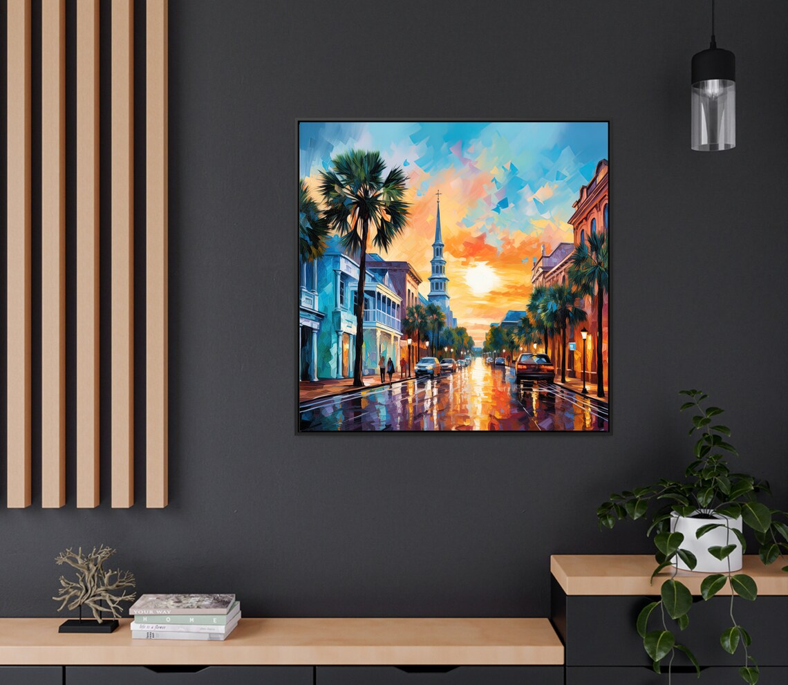 Charleston South Carolina Sunset Palmetto Street Scene Poster - Image 3