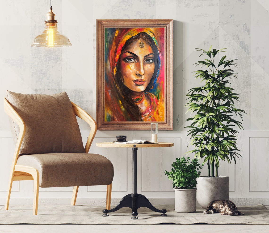 South Asian Women Woman Desi Painting Pakistani Woman Decor South Asian Art Pakistani Art Indian Decor Desi Artwork Home Decor - Image 2