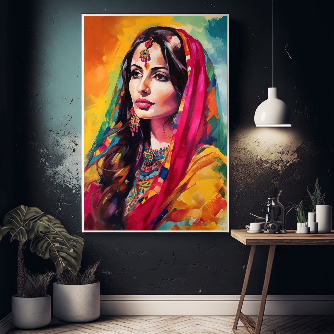 South Asian Woman Painting Pakistani Woman Decor Indian Decor Desi Art South Asian Art Desi Painting Desi Woman Print Desi Art - Image 5