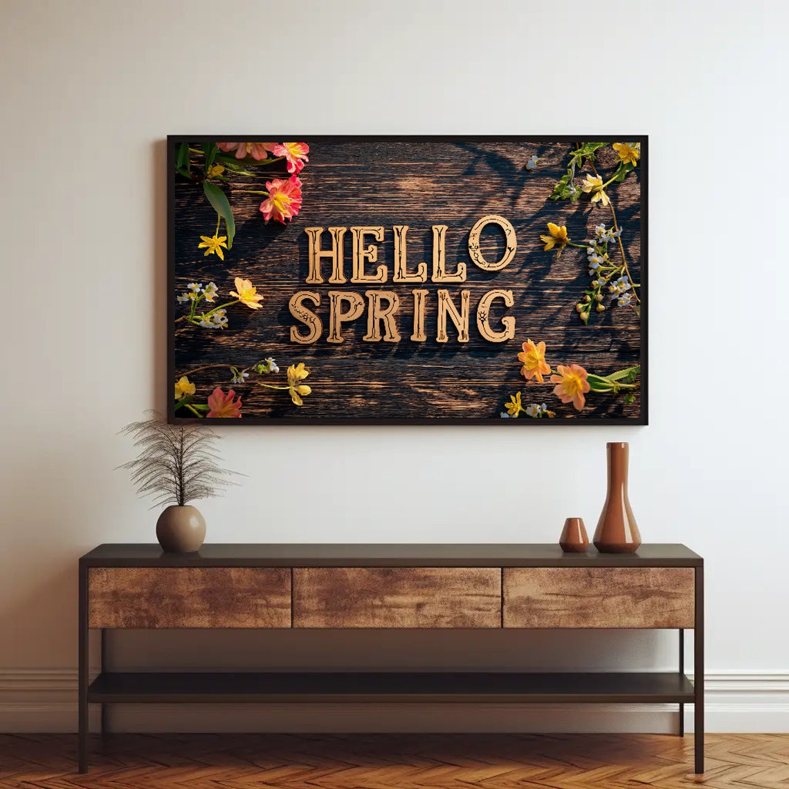 Hello Spring Rustic Wooden Letters With Wildflower Decor Poster - Image 2