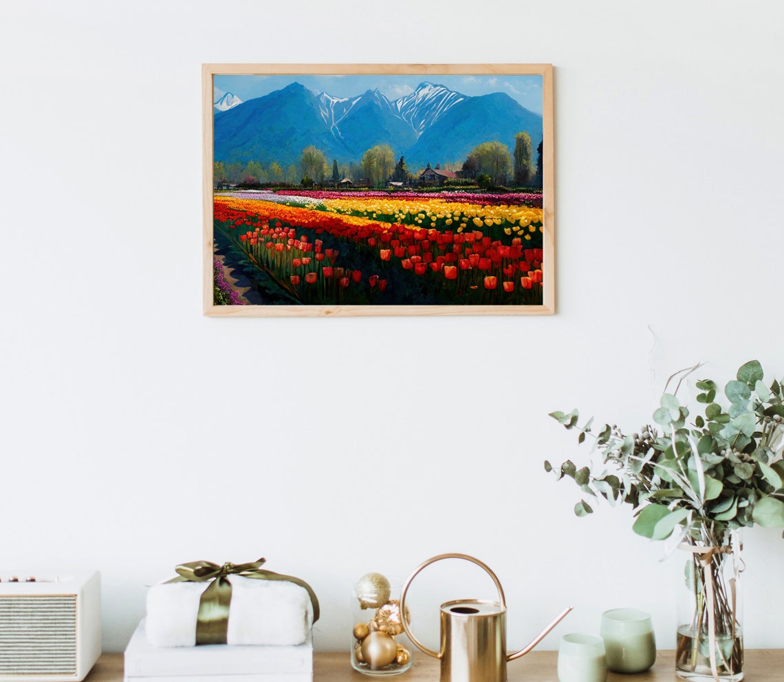 Tulip Garden Kashmir Painting Indian Art Indian Painting Indian Wall Art Modern Indian Art Colorful Indian Art South Asian Art - Image 5