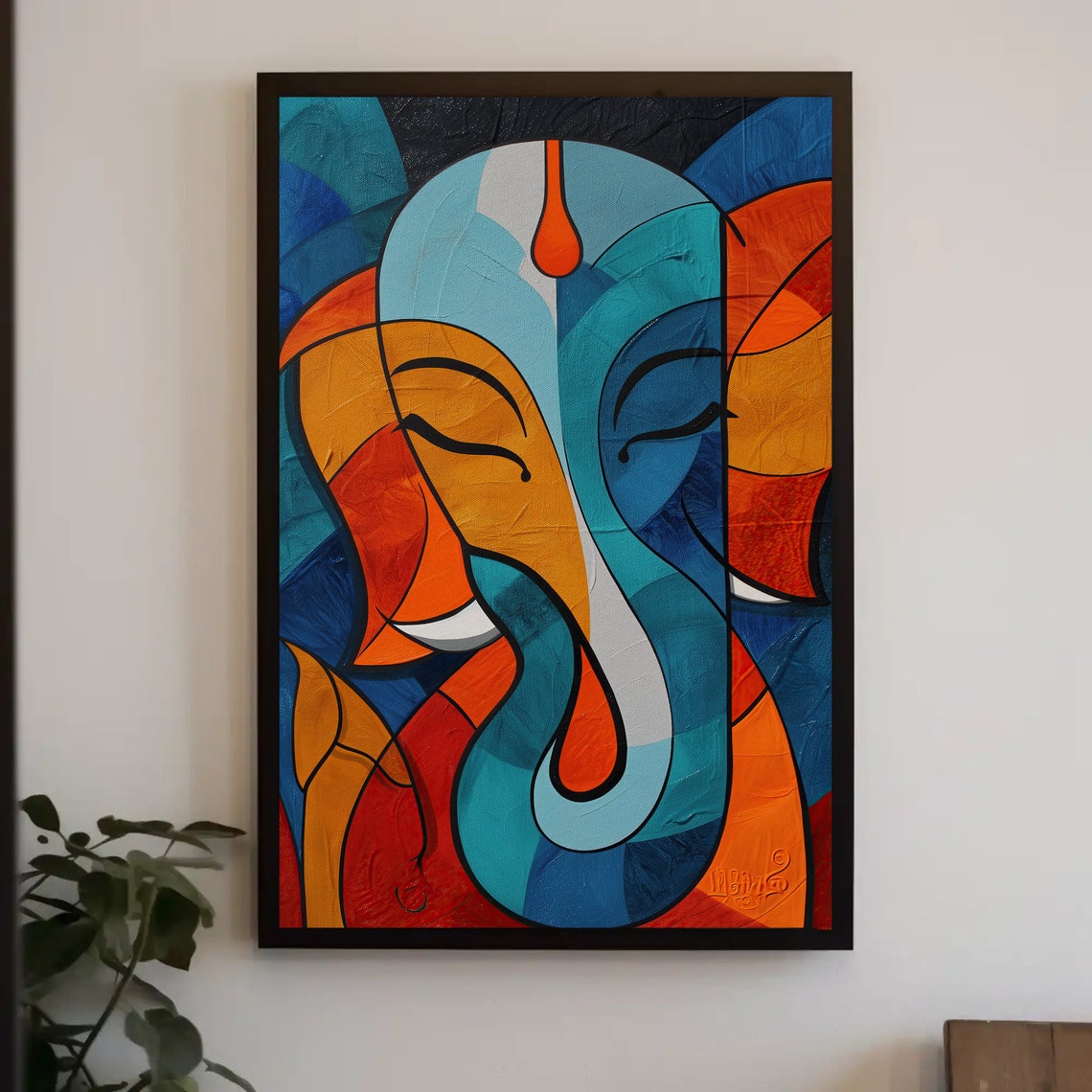 Colorful Abstract Ganesha Face Geometric Modern Style Poster