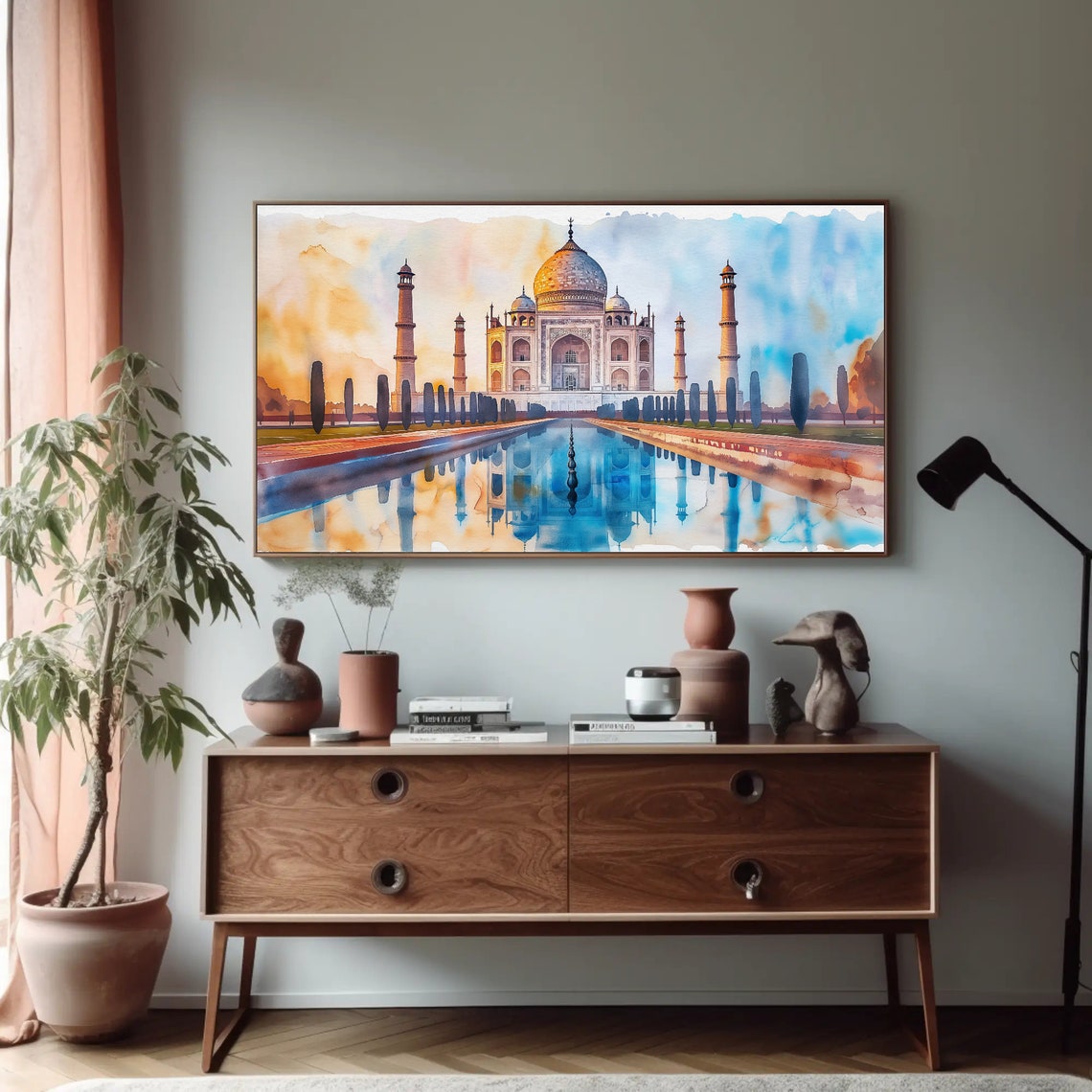 Taj Mahal India Watercolor Painting Iconic Landmark Art Poster - Image 2