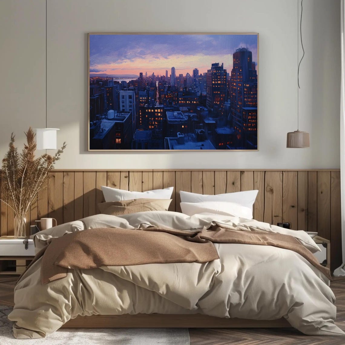 Glowing Manhattan Aerial Skyline Under A Violet Dusk Sky Poster - Image 2