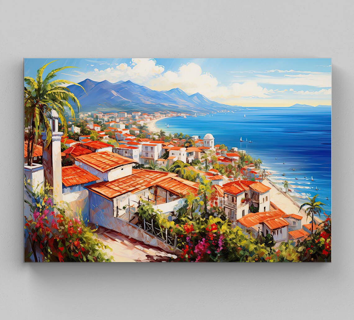 Puerto Vallarta Travel Poster, Mexican Painting