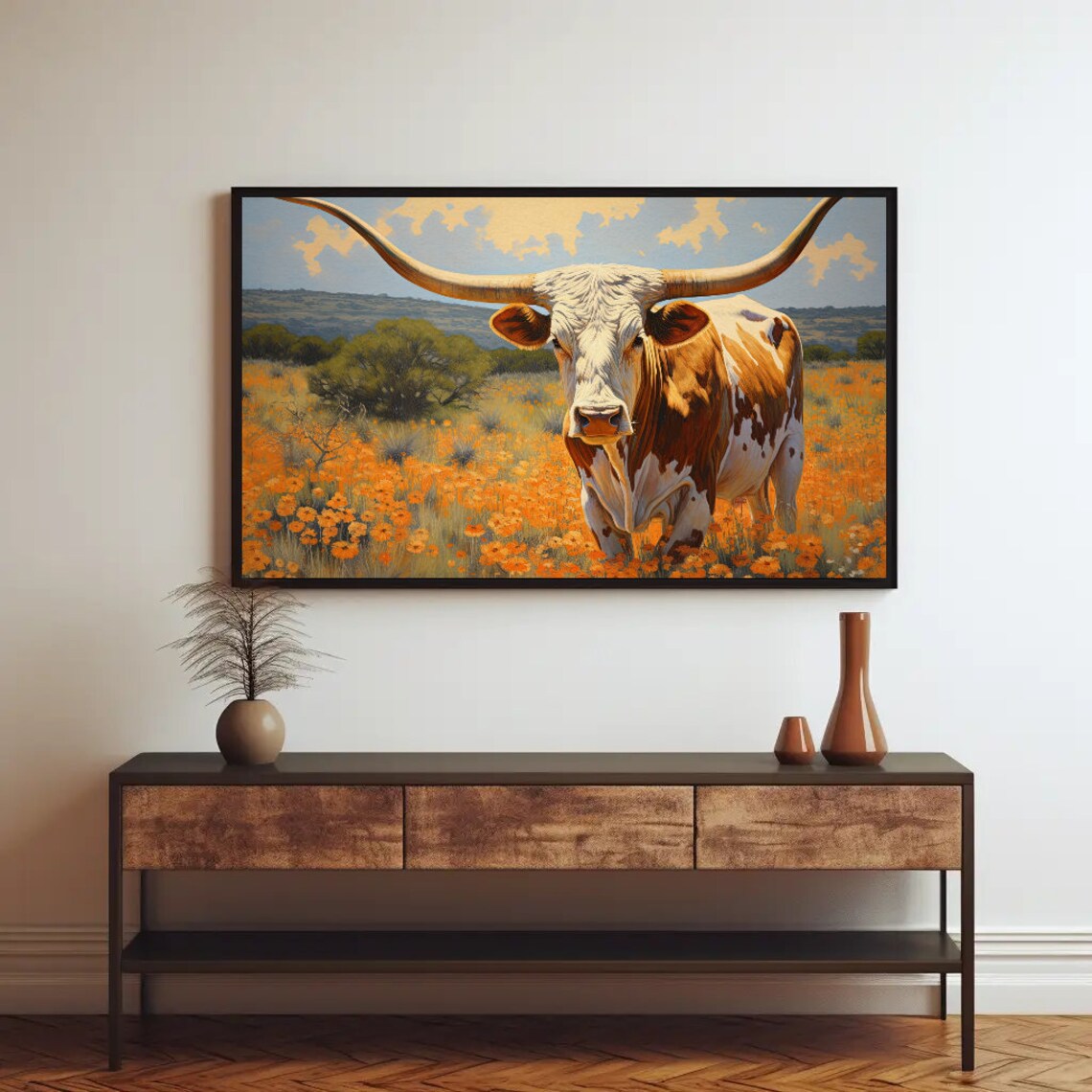 Texas Longhorn Farmhouse Art Print, Country Decor - Image 2