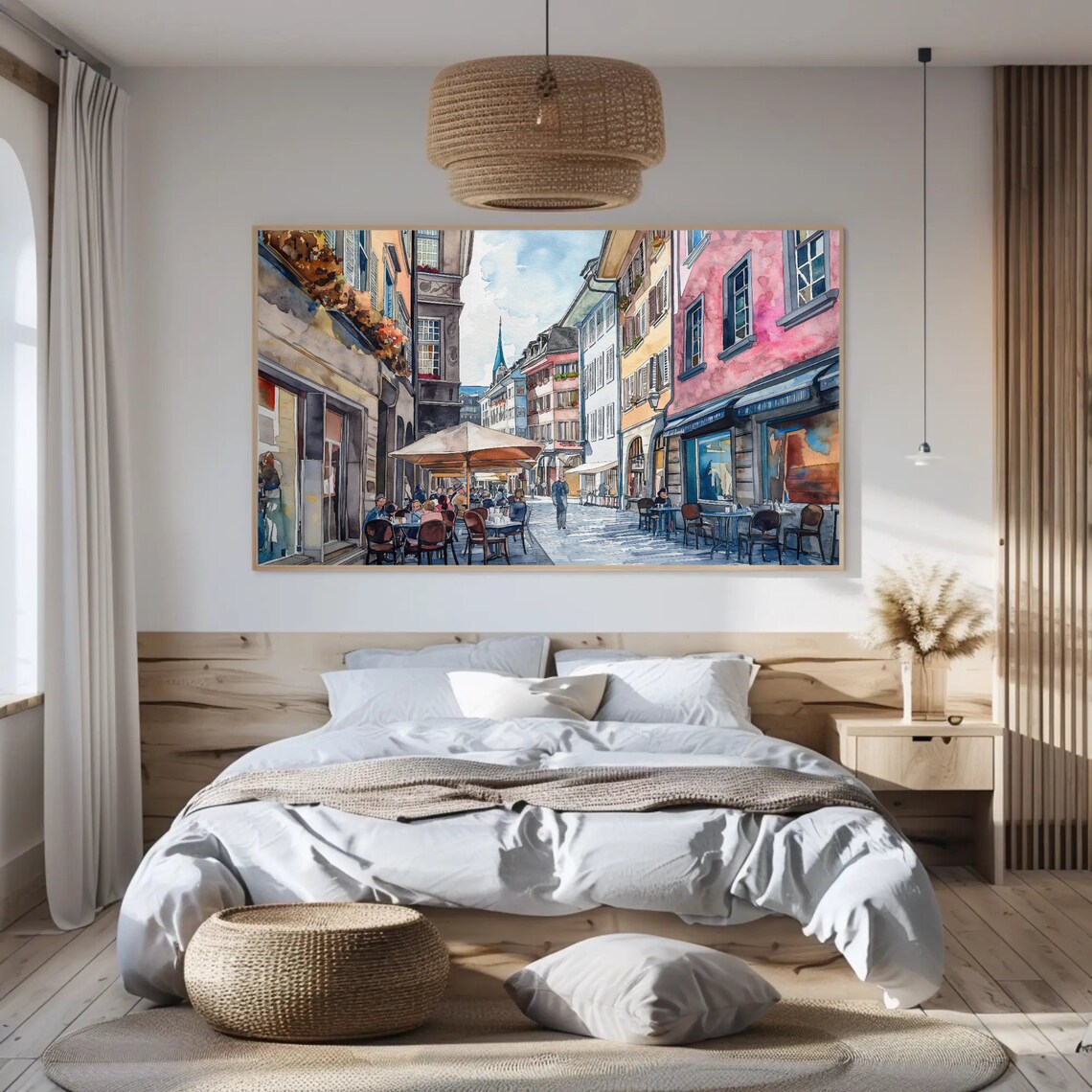 Zurich Switzerland Street Watercolor Scenic Art Print - Image 5