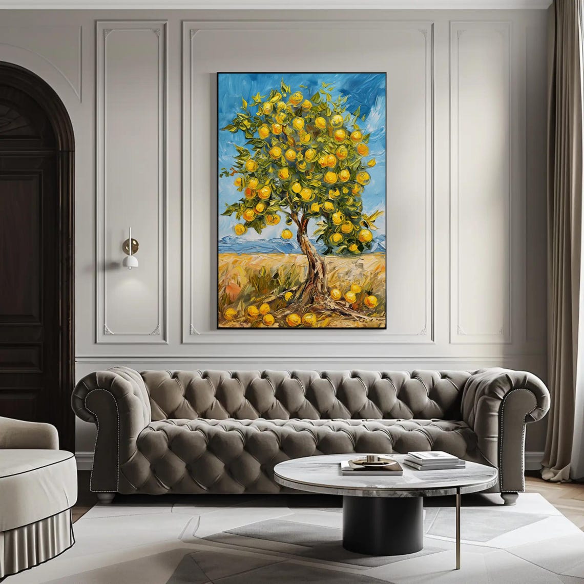 Lemon Tree In Thick Impasto Strokes Beneath A Blue Sky Art Poster - Image 5