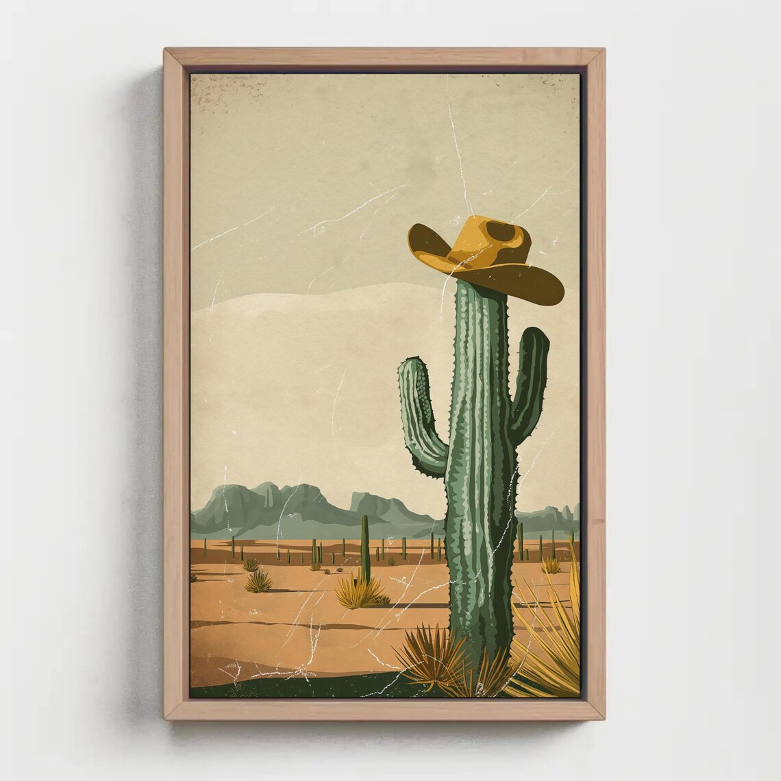 Saguaro Cactus Wearing Cowboy Hat Vintage Southwestern Desert Poster - Image 3