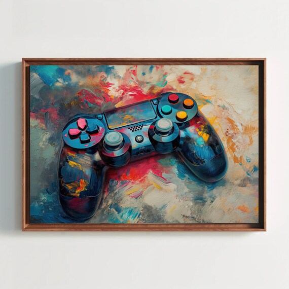 Painted Game Controller Colorful Abstract Gamer Decor Poster