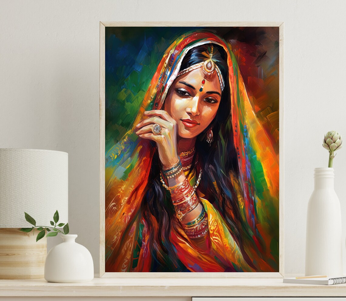 Indian Woman Wall Art Traditional Indian Painting Indian Wall Art Beautiful Indian Woman Home Decor Painting