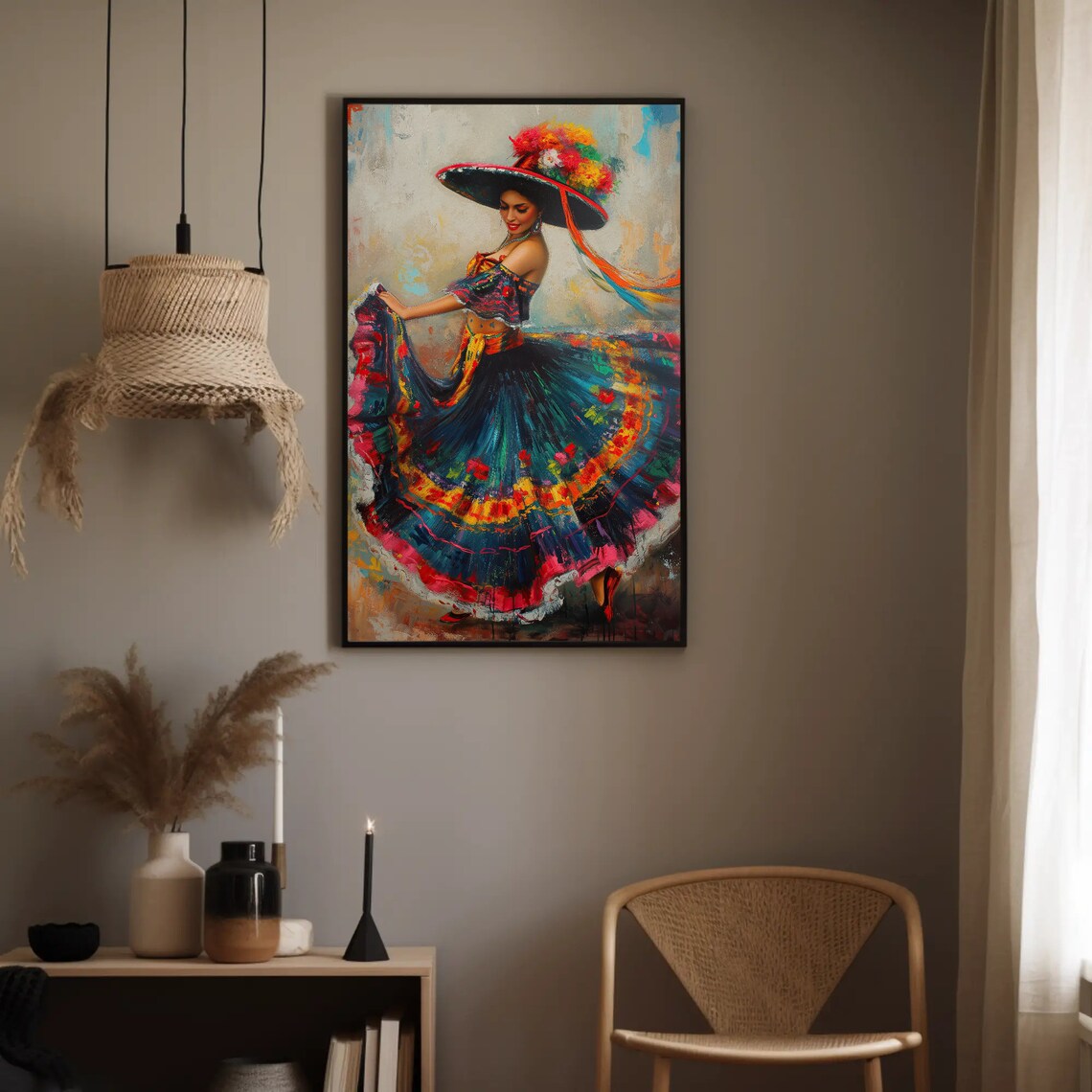 Mexican Folk Art Woman Art Print, Mexico Gift - Image 2