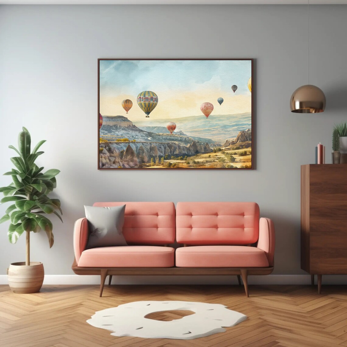 Cappadocia Hot Air Balloons Sunrise Watercolor Landscape Poster - Image 3