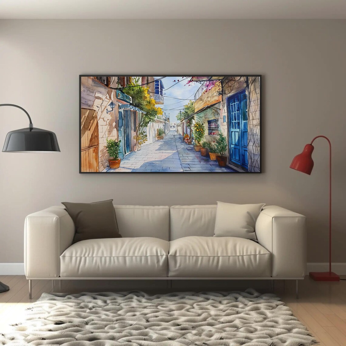 Tel Aviv Street, Israel Watercolor Travel Art Print - Image 4