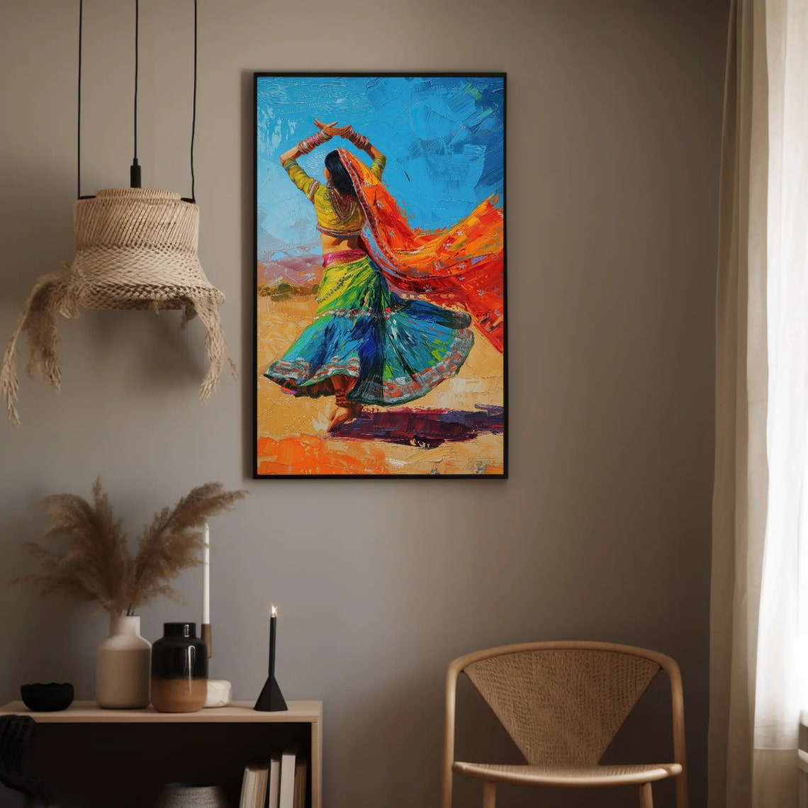 Indian Folk Dancer Twirling Colorful Traditional Dress Poster - Image 2