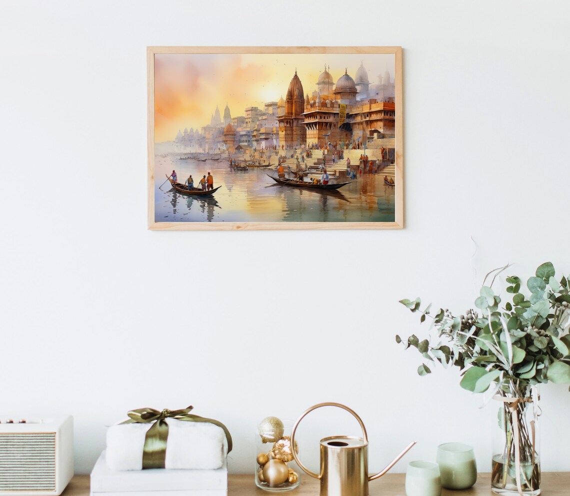 India Watercolor Landscape Art Print, Modern Wall Decor - Image 4