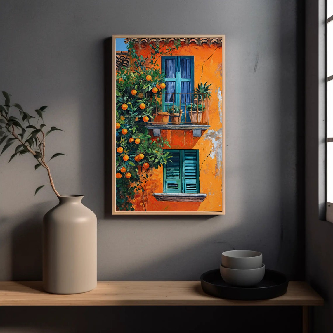 Latin Balcony With Orange Tree Wall Art Print Mediterranean Wall Art Caribbean Art Print Mexican Home Decor Gift For Her - Image 5