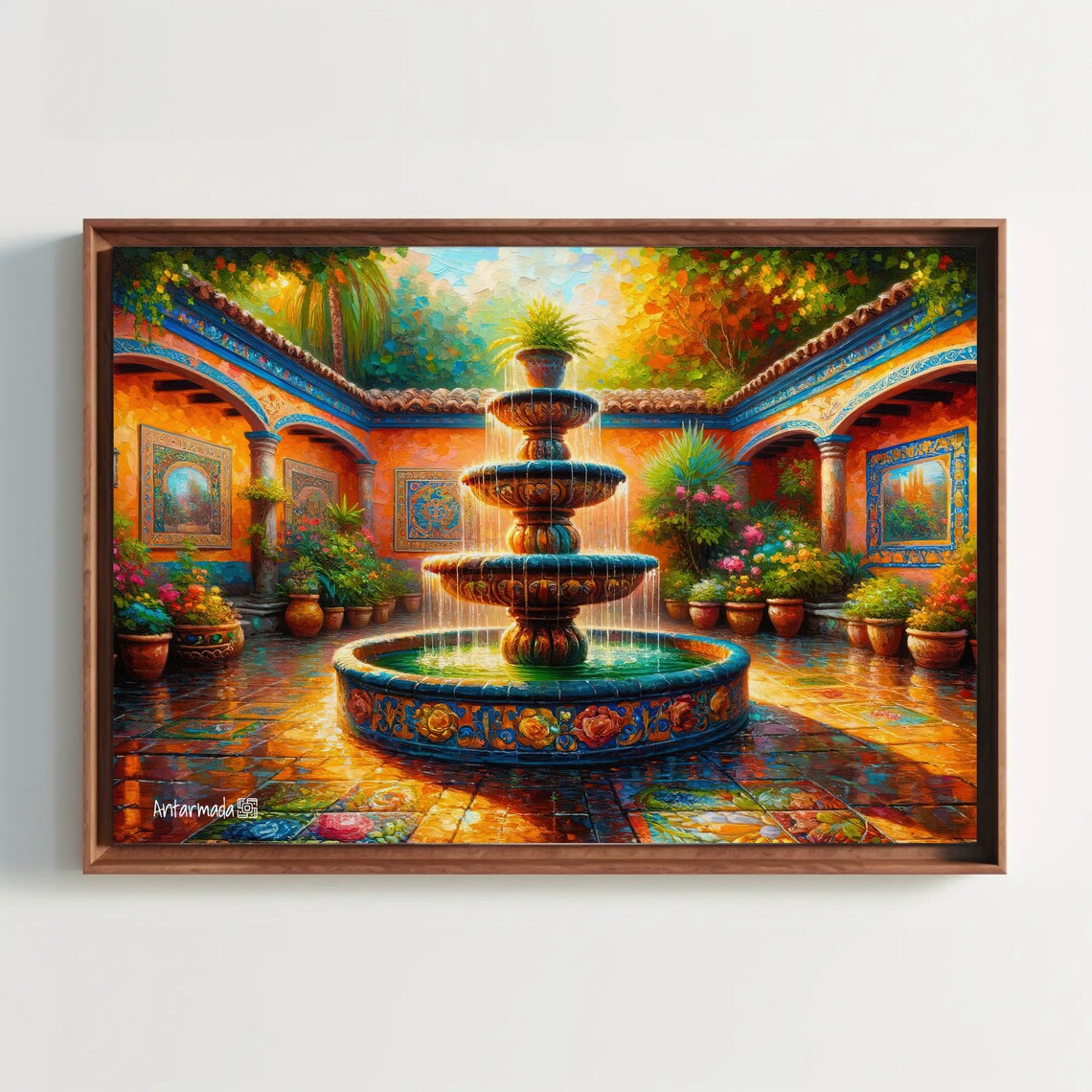 Sun Kissed Mexican Courtyard Garden, Traditional Art Print