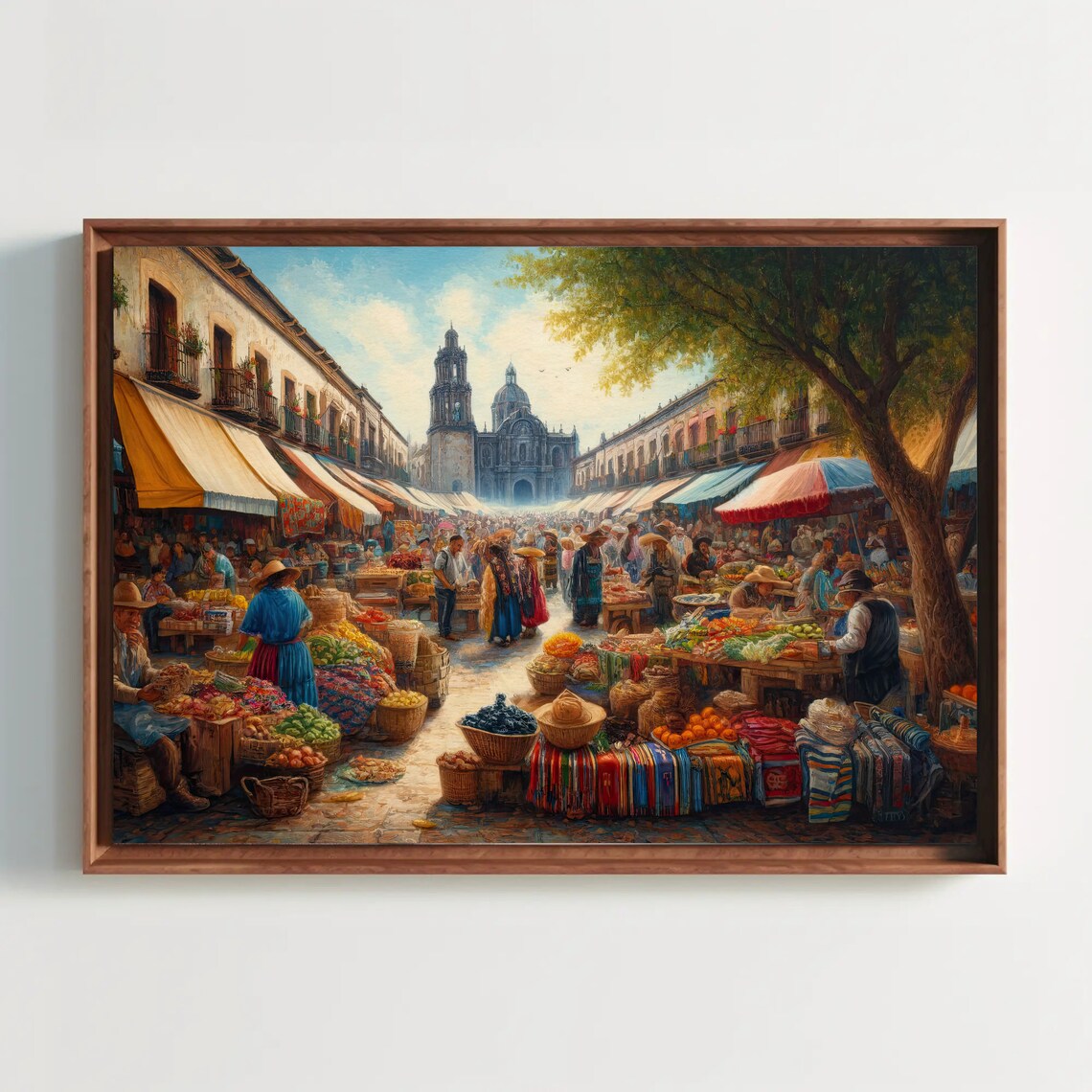 Mexican Market Oil Painting Art Print, Cultural Decor - Image 4