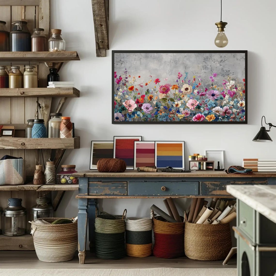 Wildflower Meadow Panoramic Colorful Blooming Garden Painting Poster - Image 5