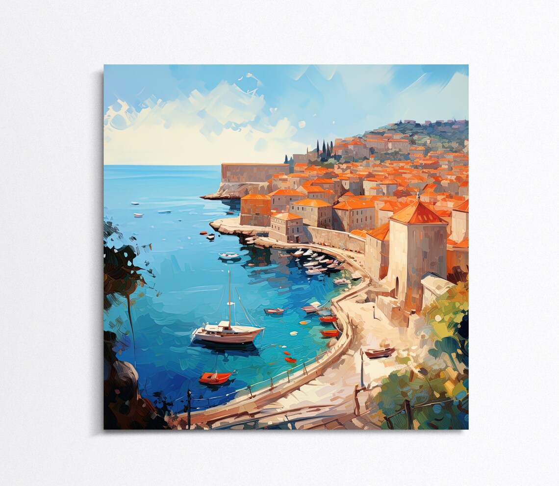 Dubrovnik Old Town Harbor Red Roofs Croatia Coast Travel Poster - Image 5