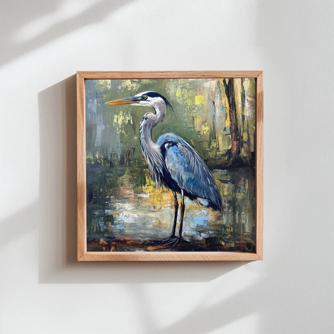 Blue Heron Oil Painting, Wildlife Wall Art Print - Image 4